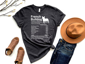 Funny French Bulldog Facts nutrition t-shirt