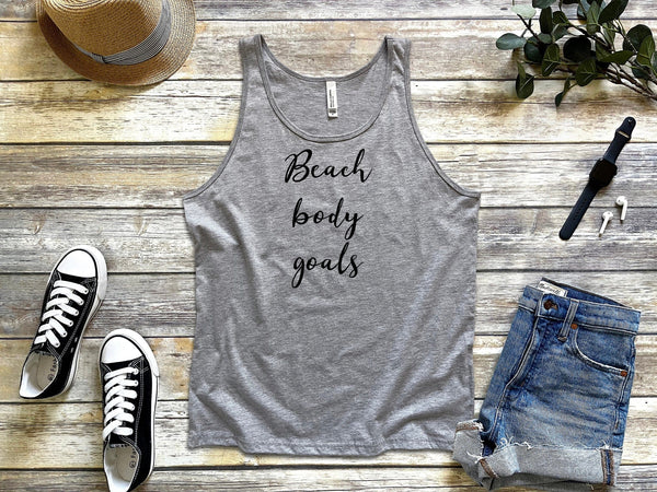 Beach body goals gray tank tops