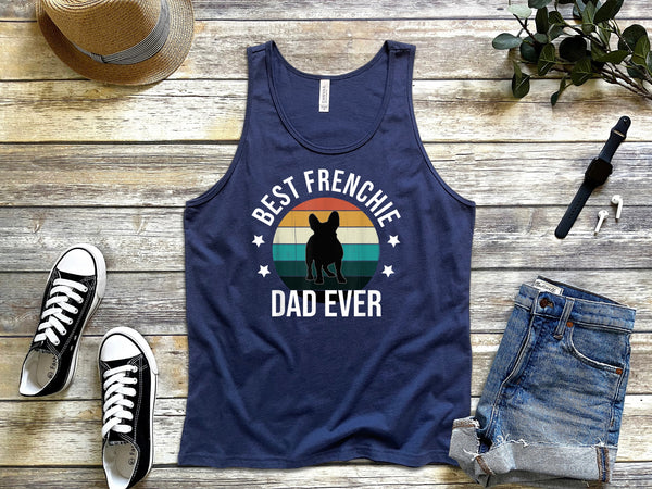 Best Frenchie Dad Ever French Bulldog Fathers Day navy tank tops