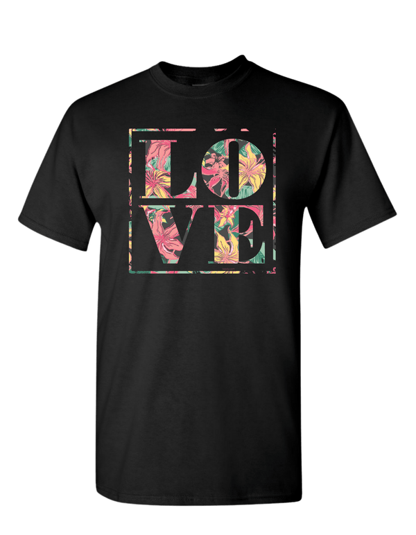 Flower Love Black T-Shirt