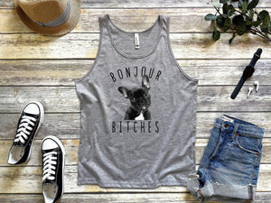 Bonjour Bitches Funny French Bulldog Dog Lover Gift Essential Tank Tops