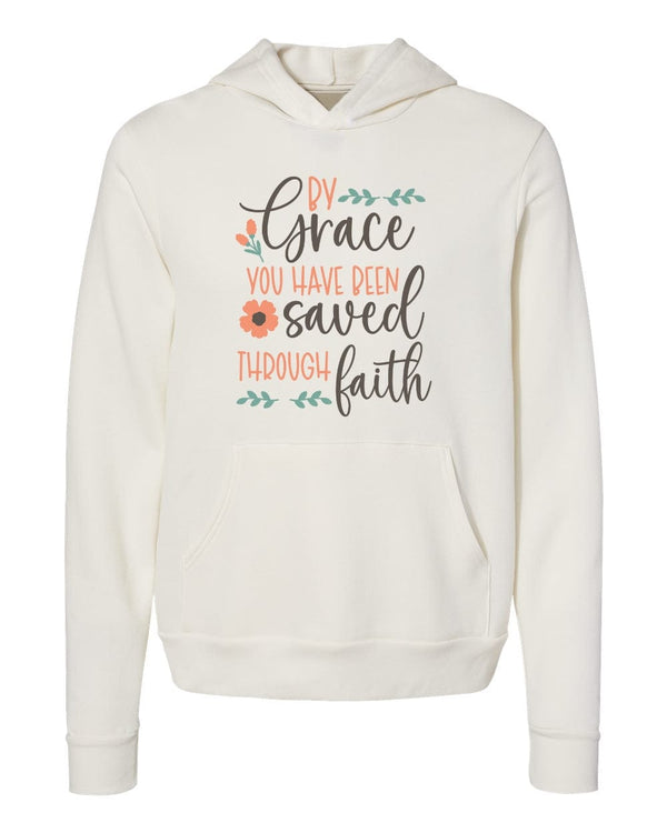 By Grace Saved Faith White Hoodies