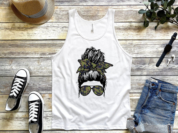 Camouflage Army Pattern Green Design Tank Tops
