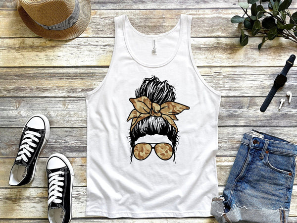 Camouflage Army Pattern Brown Design Tank Tops