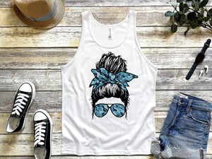 Blue Camouflage Fabric Tank Top