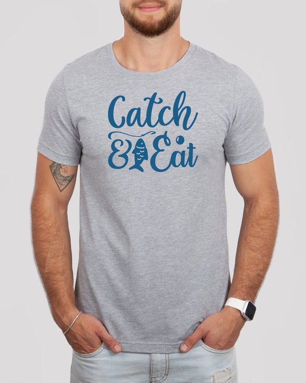 Catch & eat med gray t-shirt