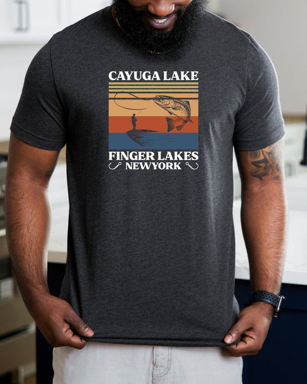 Cayuga lake finger lakes new york gray t-shirt