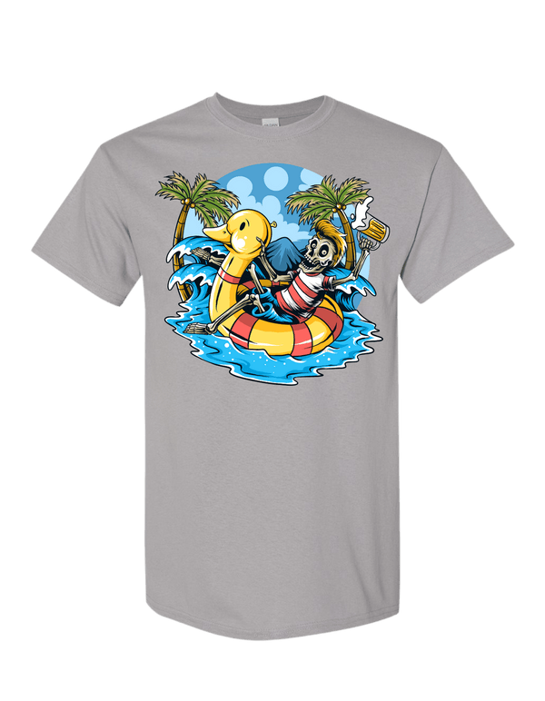 Dope Skeleton Riding Rubber Ducky Boat T-Shirt