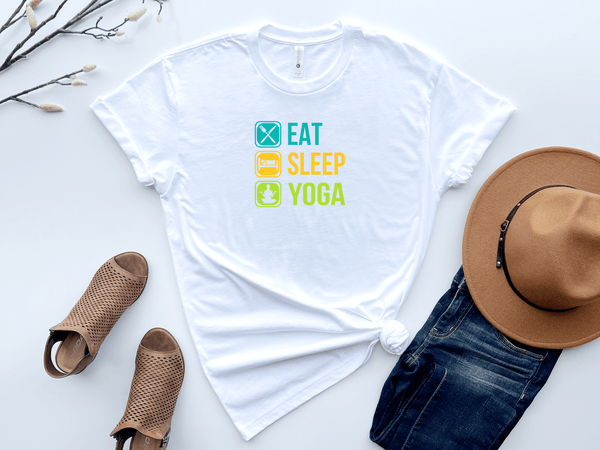 Eat sleep yoga white t-shirt