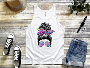 Ethnic mom mommy with pink design tank tops