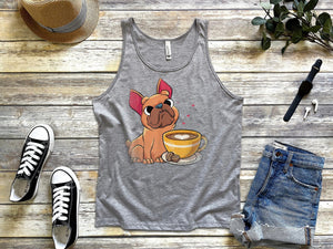 Womens Frenchie Cute Dog Lover Barista Gift Coffee French Bulldog Tank Tops