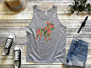 French Bulldog Flower Floral Frenchie Dog Med Grey Tank Tops