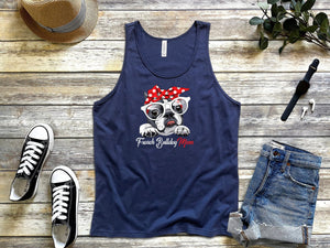 French Bulldog Mom Gift for Frenchie Mother's Day navy tank tops