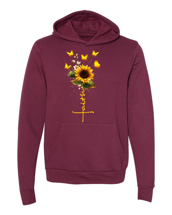 Faith Sunflower Maroon Hoodies