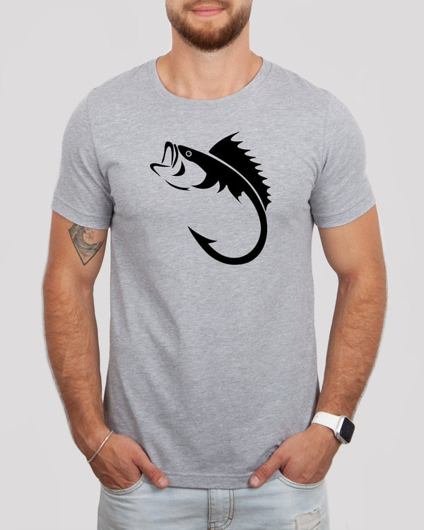 Fish hook med gray t-shirt