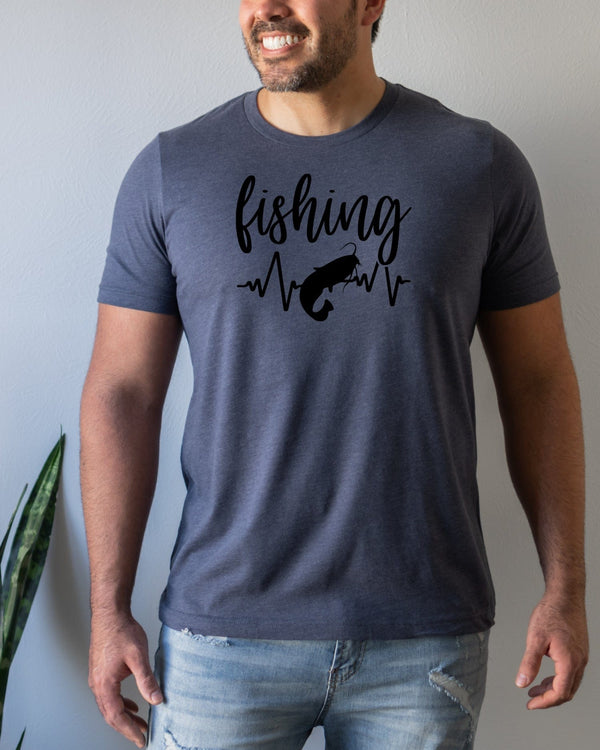 Fishing heartbeat navy T-Shirt