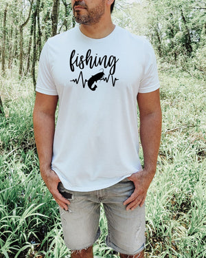 Fishing heartbeat white T-Shirt