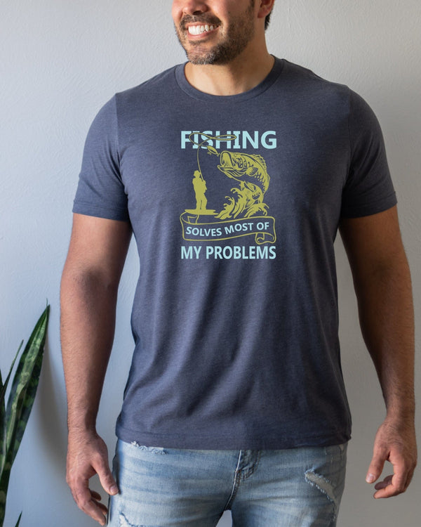 Fishing Solves most of my problems navy t-shirt