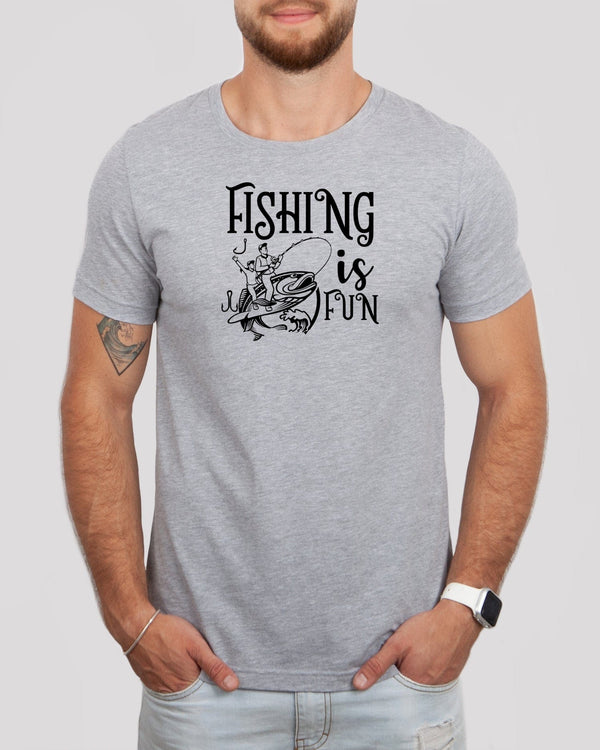 Fishing is fun med gray t-shirt