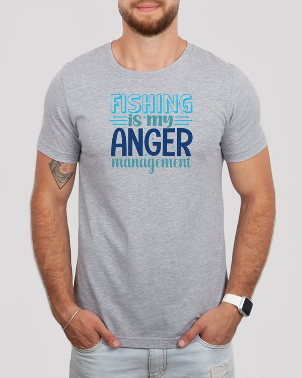 Fishing is my anger management med gray t-shirt