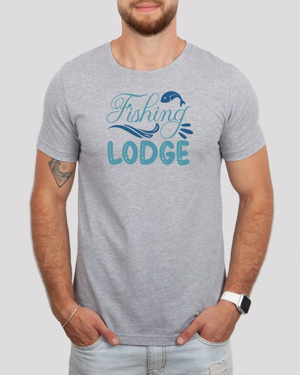 Fishing lodge med gray t-shirt