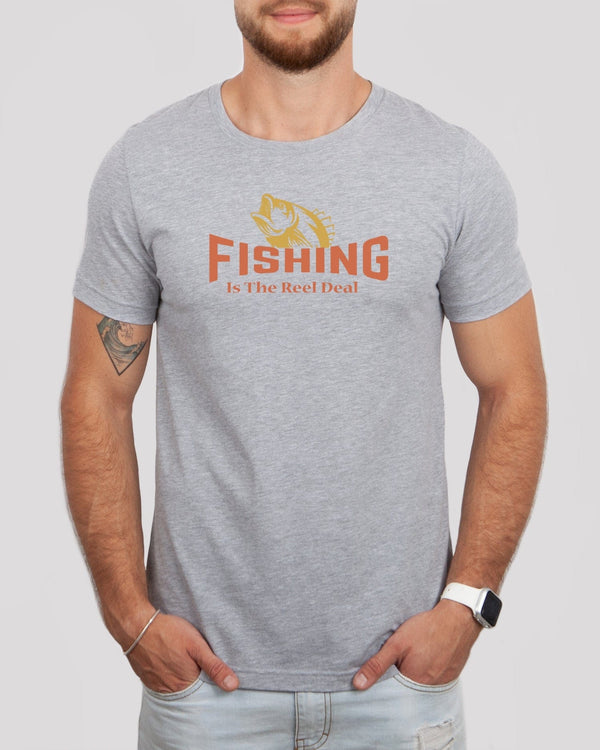 Fishing the real deal med gray t-shirt