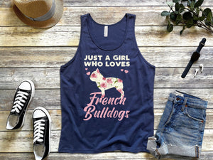 Buy Womens Floral Girl Who Loves French Bulldogs Tank Top