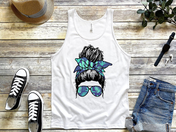 Floral Mom Blue Tank Tops