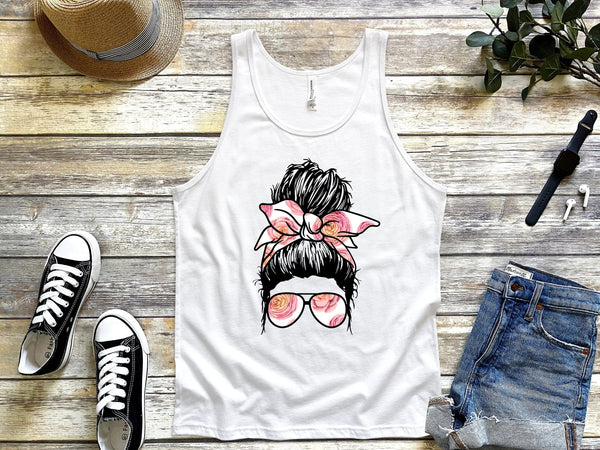 White Tank Top With Floral Design
