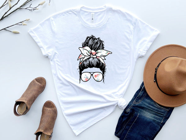 White Floral Mom T-Shirt