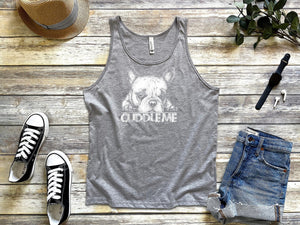 French Bulldog Frenchie Dog Puppy Cuddle Me Med Grey Tank Tops