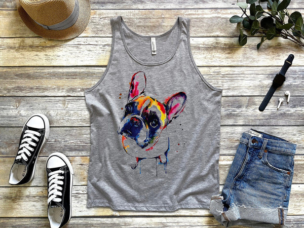 French Bulldog Funny Colorful Lover gray tank tops