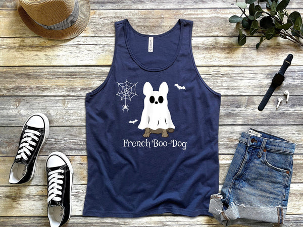 Halloween French Boo-Dog Dog Gift Tank Tops