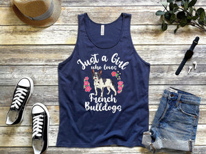 Just A Girl Who Loves Bulldogs Flower Tank Tops