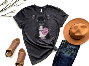 French Bulldog for Ladies Flower T-Shirt
