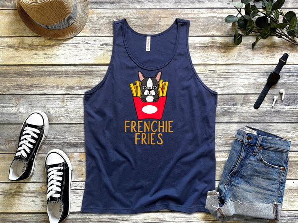 Navy Frenchie Fries French Bulldog Funny Men Women Dog Lover Gift Tank Top