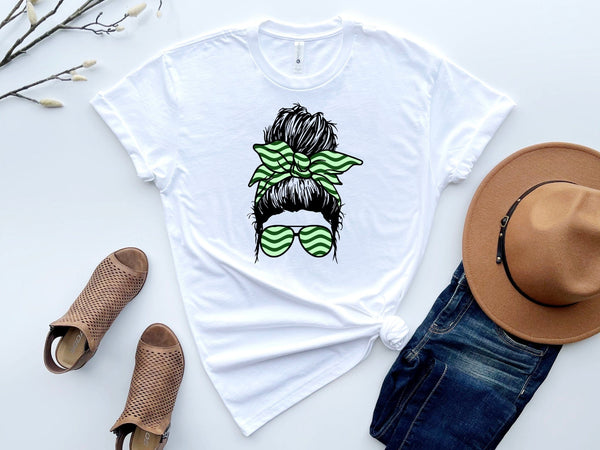 Green Lined Graphic Mom Life Tees