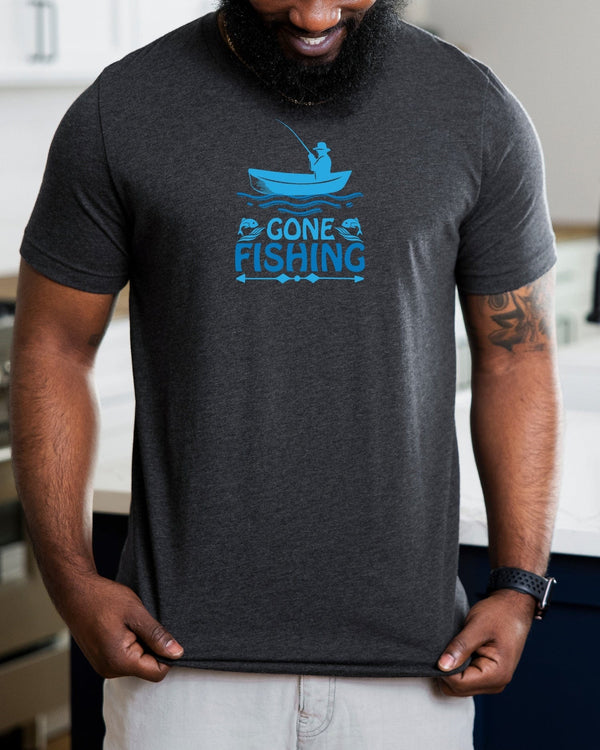 Gone fishing boat navy t-shirt