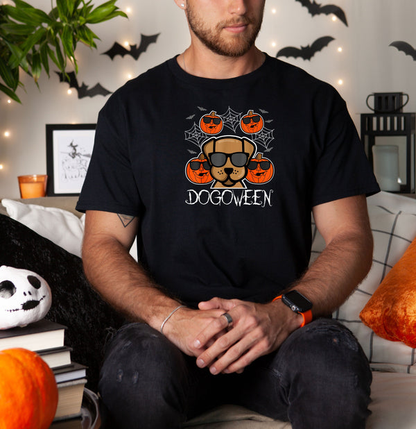 Halloween dog with glasses pumpkin for halloween on Gildan Men T-Shirt