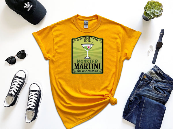 Here for the Boos Monster Martini Label from Mamma on Gildan Gold T-Shirt