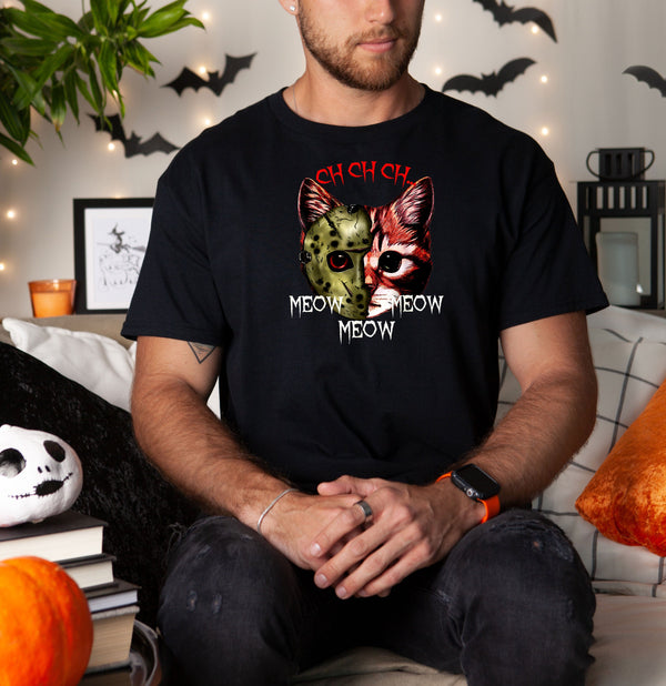 Halloween Costume Cat Funny Ch Ch Meow Scary Cat on Gildan Men T-Shirt