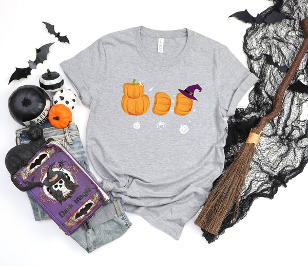 Boo Halloween Costume Ghost Pumpkin Witch athletic heather grey t-shirt