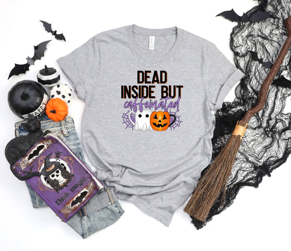 Dead inside but caffeinated halloween athletic heather gray T-Shirt