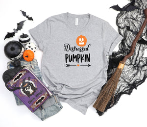 Distressed pumpkin athletic heather gray t-shirt