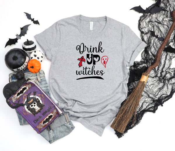 Drink up witches hearts ghosts athletic heather gray t-shirt
