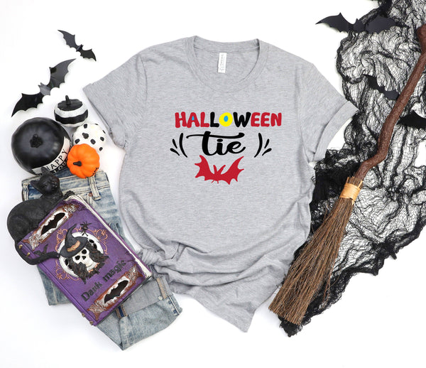 Halloween tie athletic heather gray t-shirt