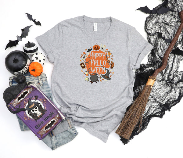 Happy Halloween Funny Witches Brew Athletic Heather Gray T-Shirt