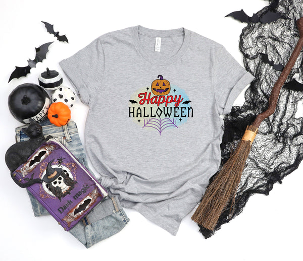 Happy Halloween Pumpkin web Athletic Heather Gray T-Shirt