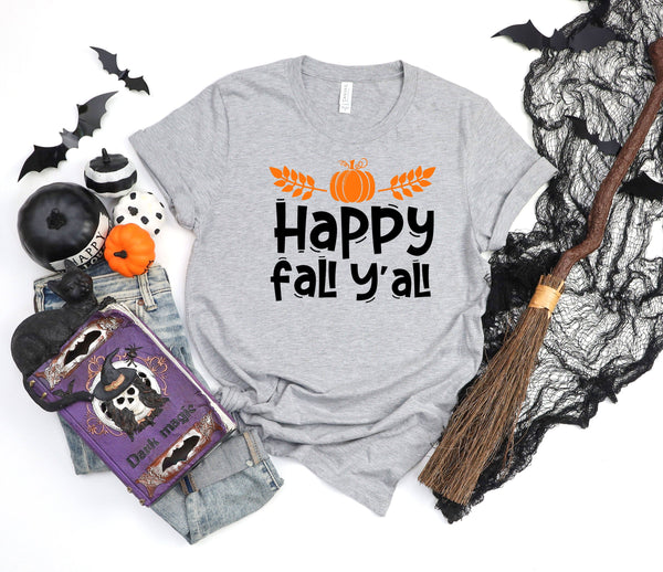 Happy fall y'all athletic heather gray t-shirt