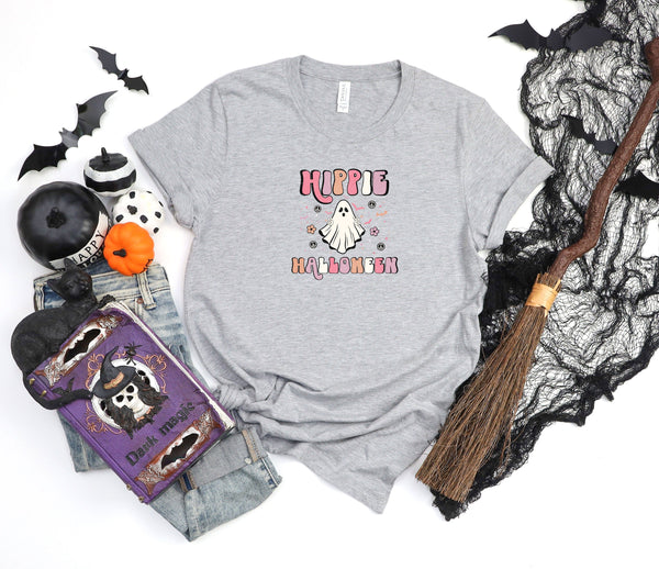 Hippie halloween athletic heather gray t-shirt